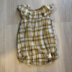 イエロー系チェック フリルロンパース ポロ　ラルフローレン