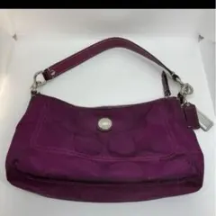COACH コーチ ワンショルダーバッグ アクセサリーポーチ　キャンバス 紫色