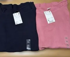 UNIQLO リブバレエネックT 半袖 2枚セット XLのサムネイル