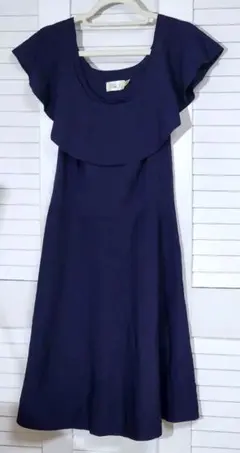 美品 ネイビー ドレス L サイズ 結婚式 入学式　パーティ　フォーマル