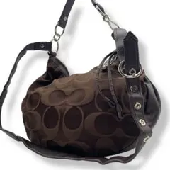 COACH シグネチャーワンショルダーバッグ　2way レザー　キャンバス