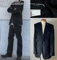 美品 イタリア製 ドルチェ＆ガッバーナ 光沢 ベロアテーラード ジャケット 46