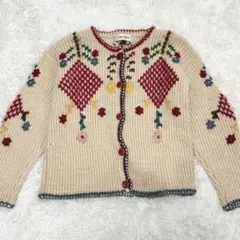 PINK HOUSE ピンクハウス　厚手ニットカーディガン　花柄