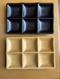 六つ仕切り皿セット 黒・ベージュ