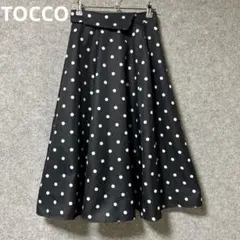 TOCCO 黒と白の水玉模様 フレアスカート