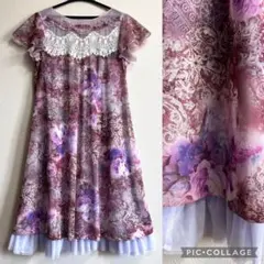 ZIN KATOジンカトウ チュールレースフラワープリント ストレッチワンピースのサムネイル