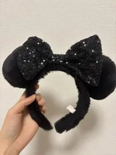 Disney ミニーマウス カチューシャ ブラック スパンコール