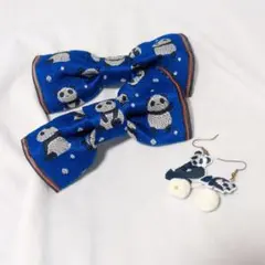 ハンドメイド　デザインフェスタ　デザフェス　ピアス　畳　リボン　セット　パンダ
