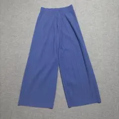 プリーツパンツ　リブパンツ　ブルー　パープル　M パンツ　しまむらのサムネイル