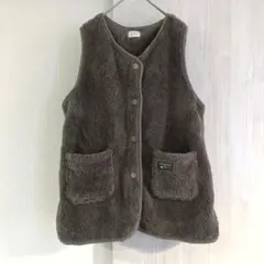 シープタッチ ノーカラーベスト チャコールグレー ルームウェア もこもこ