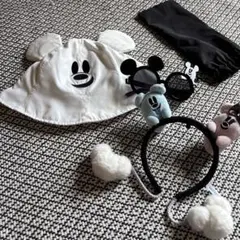 ディズニーハロウィン　おばけミッキー　帽子　サングラス　カチューシャセット