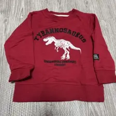 赤い恐竜プリント長袖カットソー 110cm