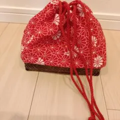 和装用 巾着バッグ 籠バッグ 菊柄 赤のサムネイル