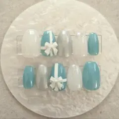 ネイルチップ ロビンブルー ブライダル 結婚式 tiffany風 03237