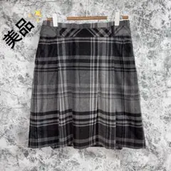 美品✨HUGO BOSS ヒューゴボス　チェックプリーツスカート【US0】グレー