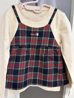 ミキハウス　ホットビスケッツ　チェック柄チュニック　120cm うさこ