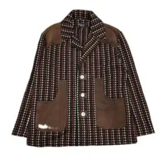 70s Printemps ジャケット ニット スエード 切替　エルボーパッチ