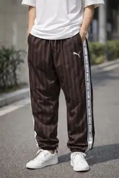 PUMA ジャージトラックパンツ ブラウン L ドローコード付き プージャ