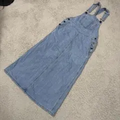 GU カジュアル シンプル レトロ デニム 定番 ゆるめ ジャンパースカート S