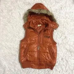 00s y2k 刺繍ロゴ　ファー　中綿ダウンベスト　平成ギャル　お兄系　海外