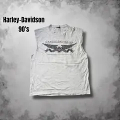90sHarleyDavidsonディーラーロゴタンクトップ ハーレーT杢グレー