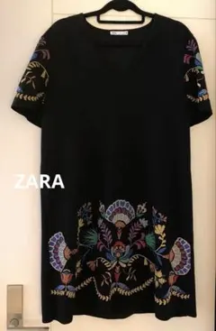 ZARA フラワープリント　ストレッチワンピース　半袖