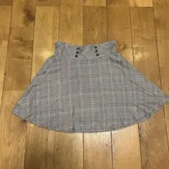 チェック柄フレアスカート グレー