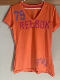 Reebok オレンジ Vネック Tシャツ L