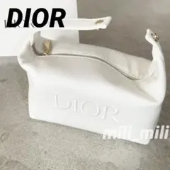 DIOR／ハンドル付きホワイトコットンコスメポーチ　ノベルティ　ディオール