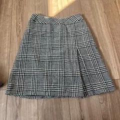 チェック柄タイトスカート　プリーツ　膝上　冬　S M 36