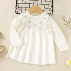 ベビー 花柄刺繍ニットチュニックトップス チュニックワンピース