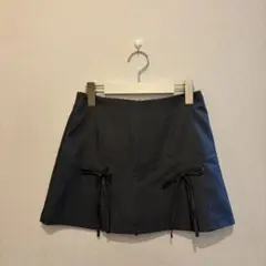 GRL インパン裏地付きリボンプリーツミニスカート[gn195] グレー