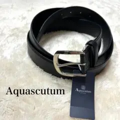 ◎新品未使用　Aquascutum 牛革 黒　ロング　ベルト 日本製