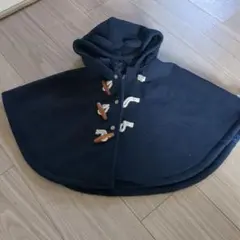 ミキハウス　Hot Biscuits フード付きケープ F ネイビー