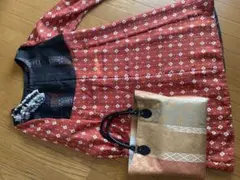 シルクAラインワンピース　大島紬