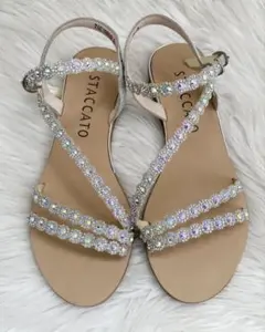 STACCATO ラインストーンフラットサンダル