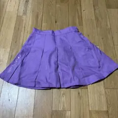 紫のプリーツフレアスカート 中ズボンあり