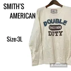 スミスアメリカン Tシャツ 【3L】　ベージュ　ロゴ　Uネック　薄手　長袖のサムネイル