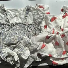 SHEIN ロンパース 3-6M まとめ売り フラワー柄・スイカ柄ロンパース