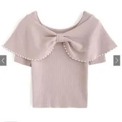 grl パールリボンニットトップス[dr672a] ピンク