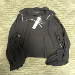 新品　Heather 黒 フリル襟 クロップドシャツ