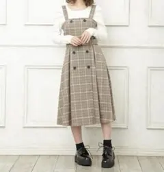 ブラウン チェック柄 キャミワンピース