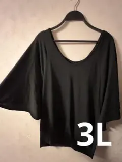 大きいサイズ 3L 袖フレアバックデザインカットソー