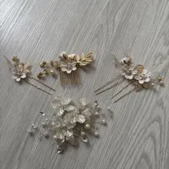 花と葉のヘアアクセサリー3点セット
