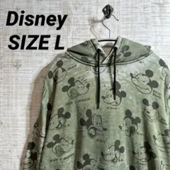 吉*子様 Disney ミッキーマウス プリント パーカー オリーブグリーン