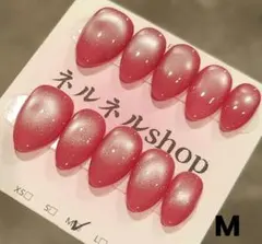 288:ピンクマグネットグラデーションネイルチップ☆ Mサイズ