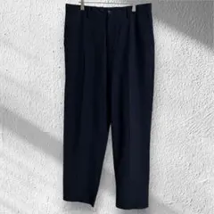 ザラ　テーパードパンツ　スラックスパンツ　オフィス　ゆったり大きめ　ネイビー　L