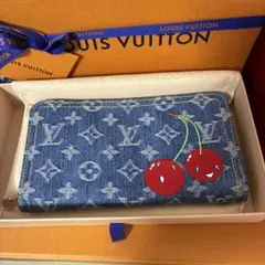Louis Vuitton デニム長財布 チェリー刺繍
