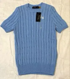 ラスト1点【新品タグ付】polo ralphlauren半袖ケーブルニットM水色