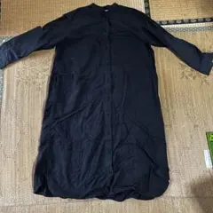 [無印良品]両面起毛フランネルスタンドカラー長袖ワンピース Lサイズ